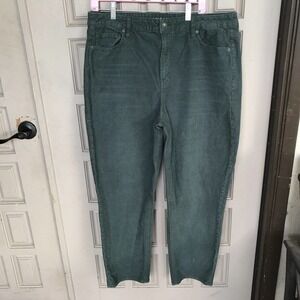 American Eagle Mom Strait Jeans Corduroy Dark Teal Ladies Size 14 Stretch NWOT
